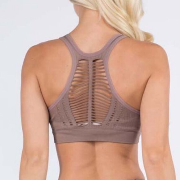 Yelete Women's Macrame Cut Out Sports Bra - Picture 1 of 8
